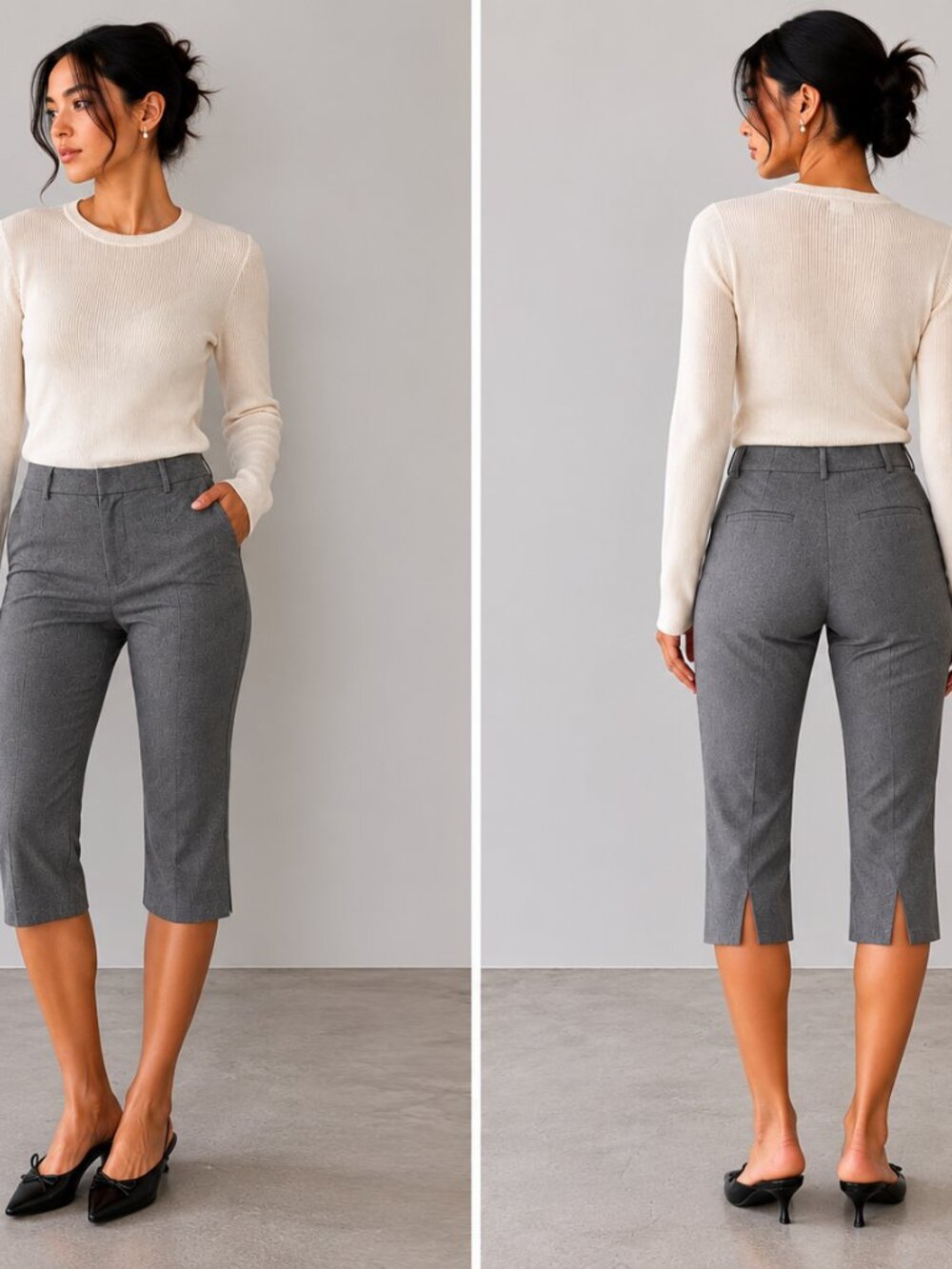 Sandy Liang Melvin Capri Length Trouser Pant in Grey NWT Wool Blend - Picture 7 of 7